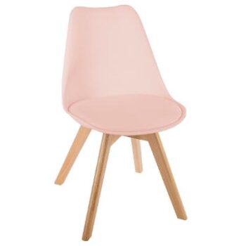 Chaise "Baya" rose poudré, pieds en hêtre