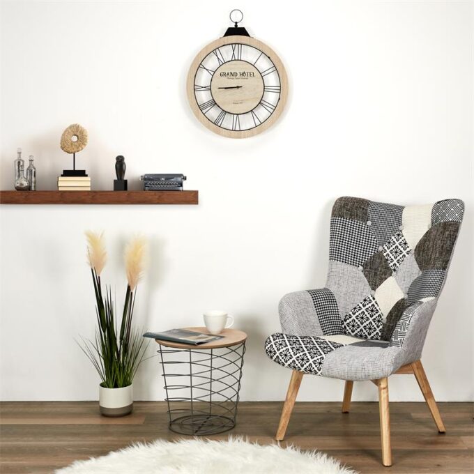 Fauteuil Helsinki patchwork gris
