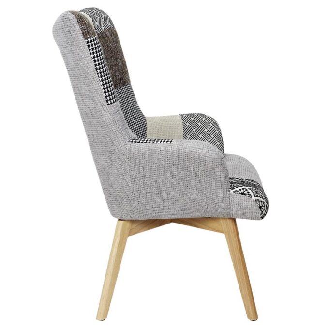 Fauteuil Helsinki patchwork gris