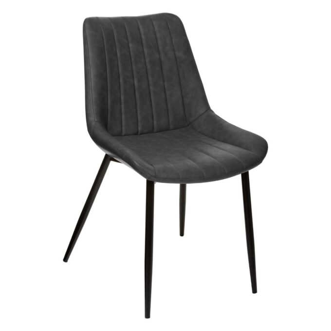 Chaise "Olwen" gris ardoise effet cuir