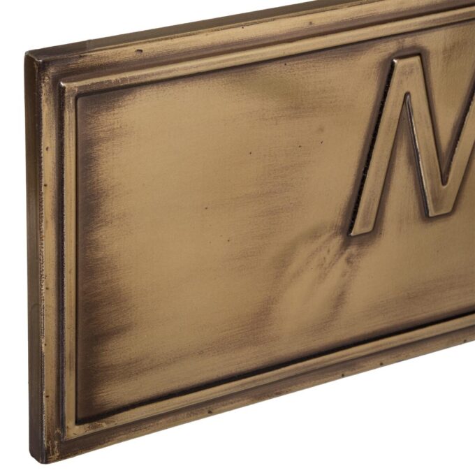 Déco murale "Maison du bonheur", métal embossé 99x20 cm