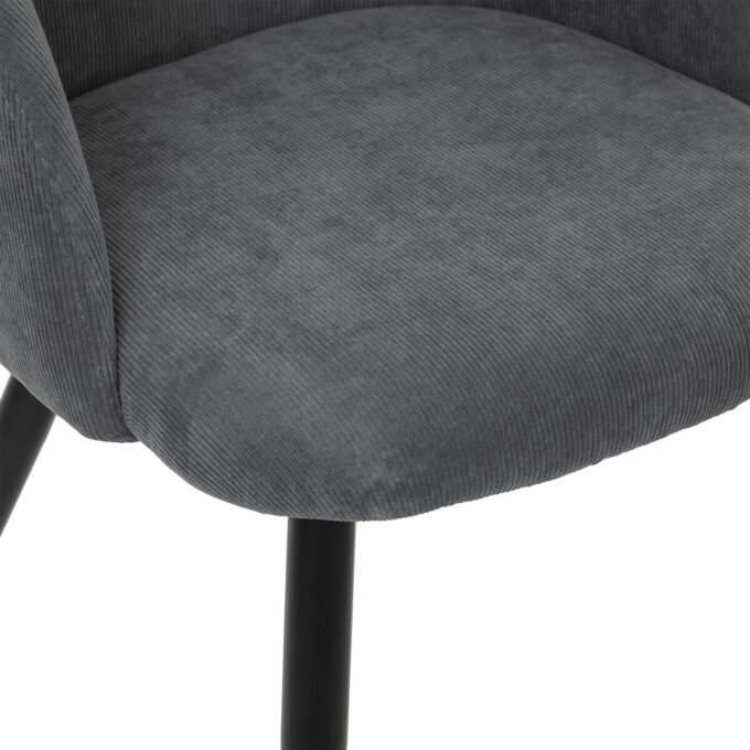 Fauteuil 'Celeste', gris, velours côtelé, pieds métal noir