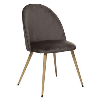 Chaise "Slano", taupe, velours, pieds métal imitation hêtre