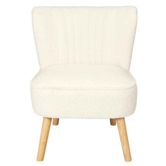 Fauteuil en bouclette Erika - 70 x 59 x 72 cm - Blanc