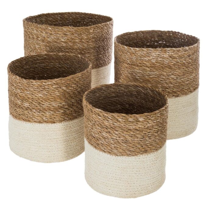 Set de 4 paniers jute, blanc