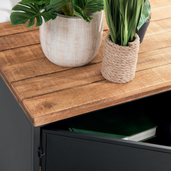 Buffet 1 porte "Cierna" noir, métal & bois