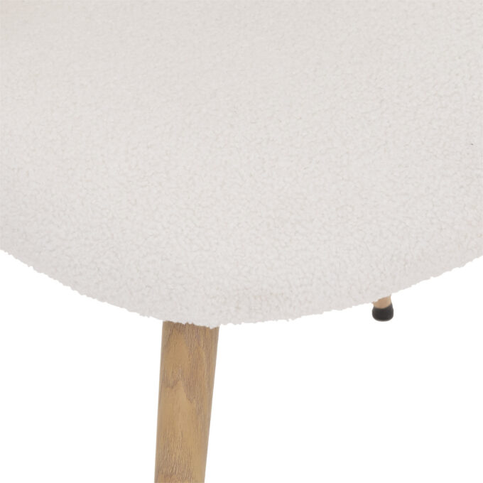 Chaise "Slano", bouclette, pieds imitation hêtre, blanc