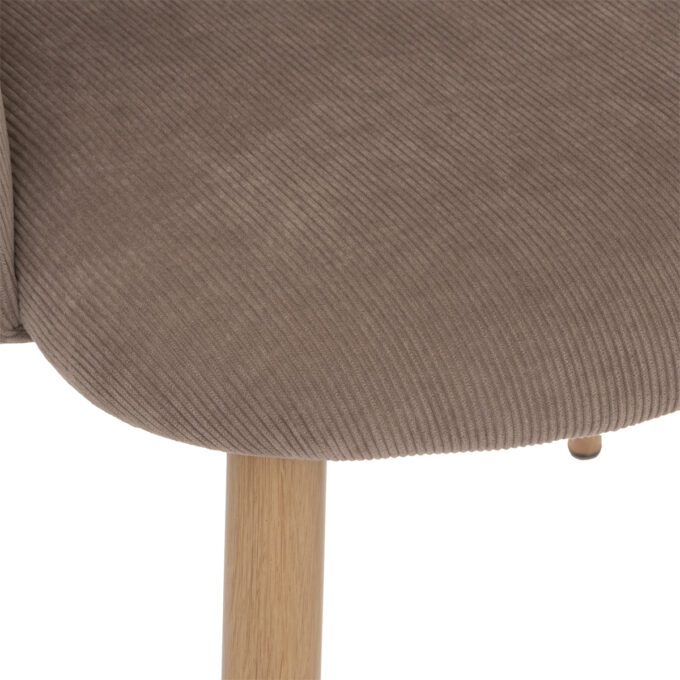Fauteuils "Celeste", velours côtelé, pieds imitation chêne, gris taupe