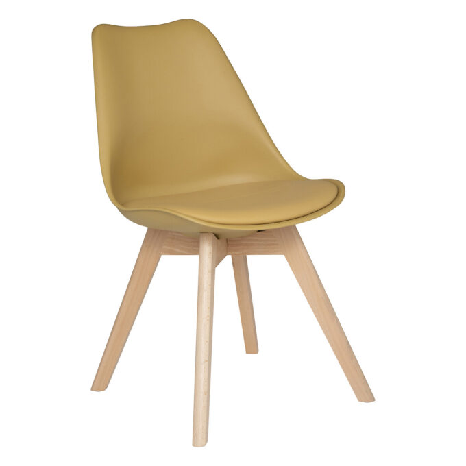 Chaise "Baya", pieds en hêtre, jaune ocre