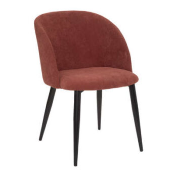 Fauteuil Celeste velours côtelé pieds en métal rose terracotta