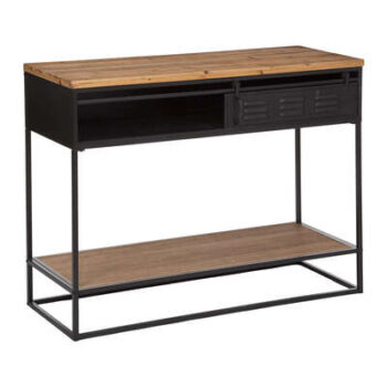 Console Cierna 1 porte métal et bois noir