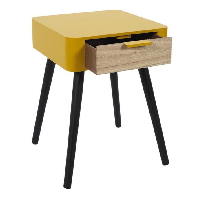 Chevet 1 tiroir en bois jaune