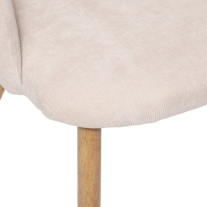 Fauteuil "Celeste", beige , velours côtelé, pieds métal imitation chêne