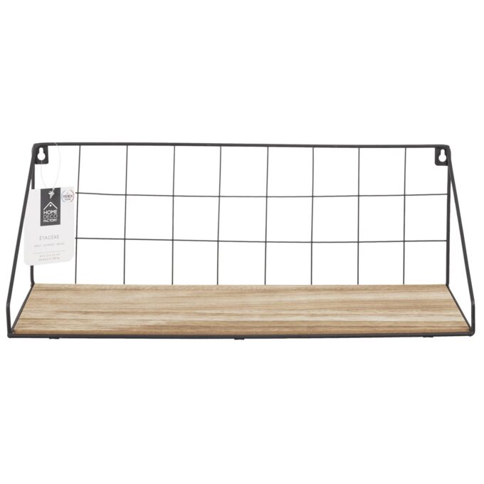 Etagere bois  et metal rectangle 15X45X15CM