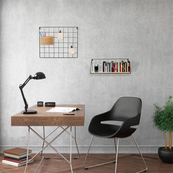 Etagere bois  et metal rectangle 15X45X15CM