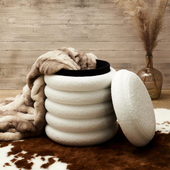 Pouf de rangement bouclette freya