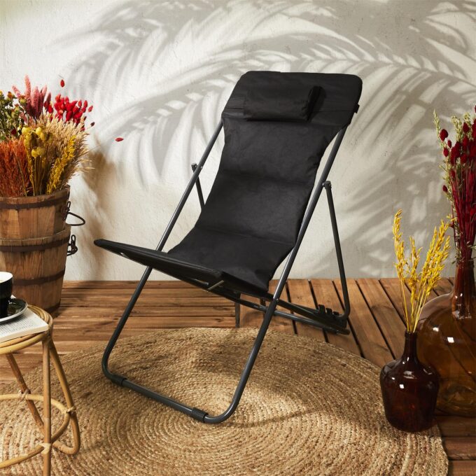 Transat pliant corfou noir