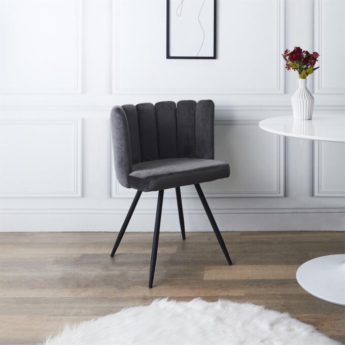 Chaise Ariel velours gris