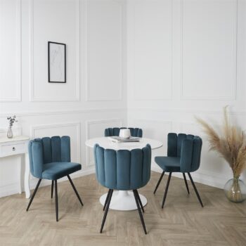 Chaise Ariel velours bleu canard
