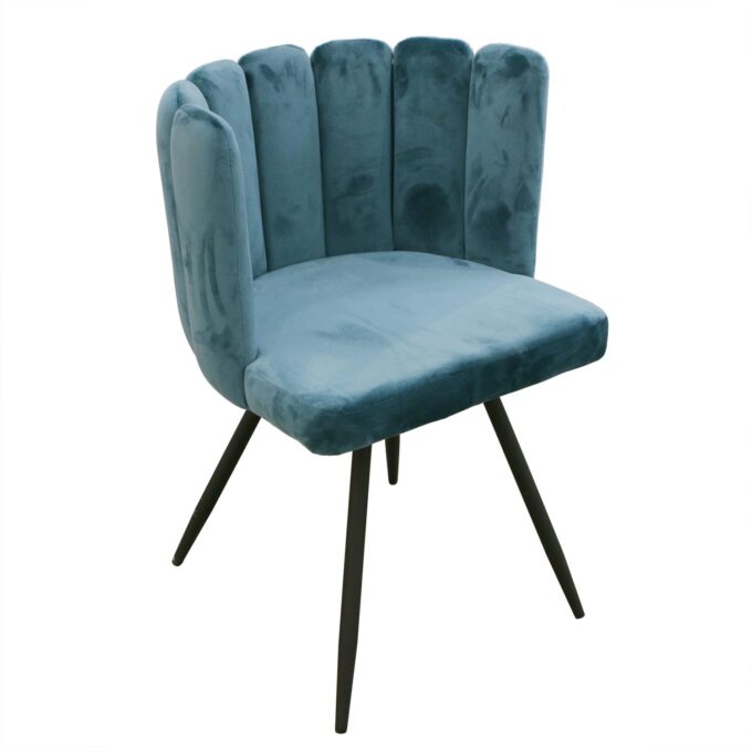 Chaise Ariel velours bleu canard