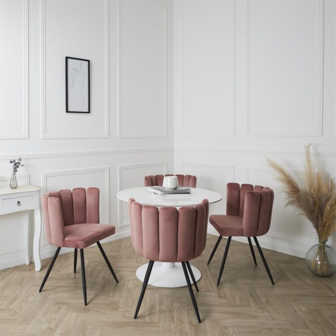 Chaise Ariel velours rose