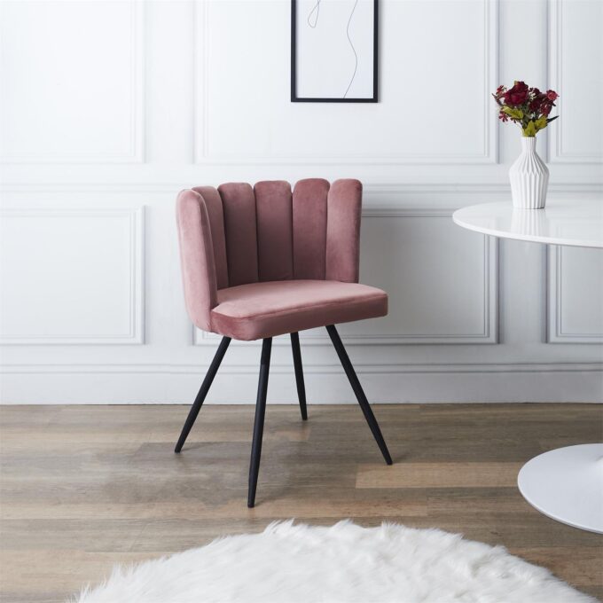 Chaise Ariel velours rose