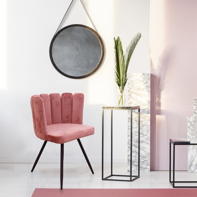 Chaise Ariel velours rose