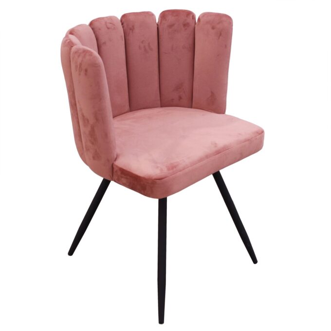 Chaise Ariel velours rose