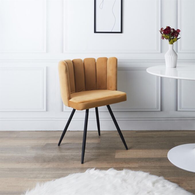 Chaise ariel velours jaune