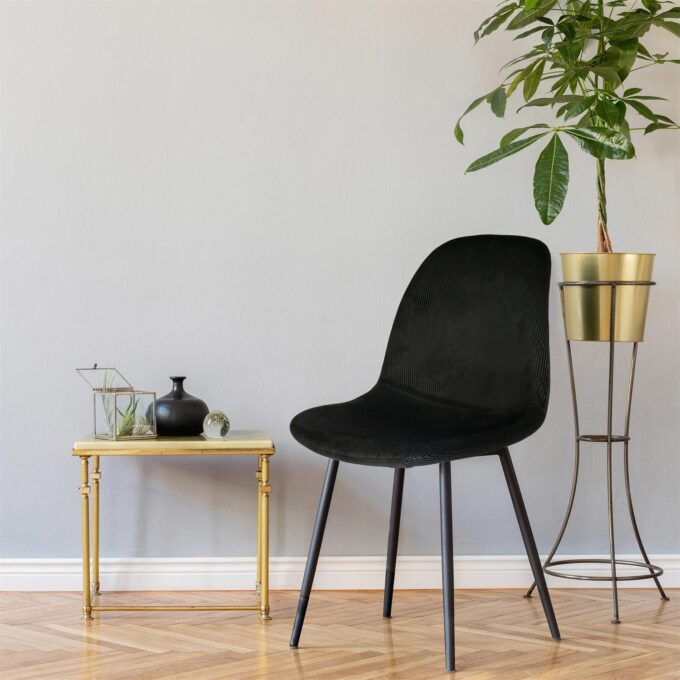 Chaise velours côtelé giulia noir