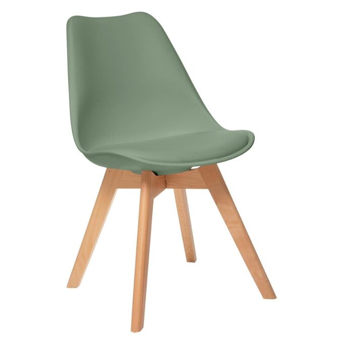 Lot de 4 chaises scandinave baya vert kaki