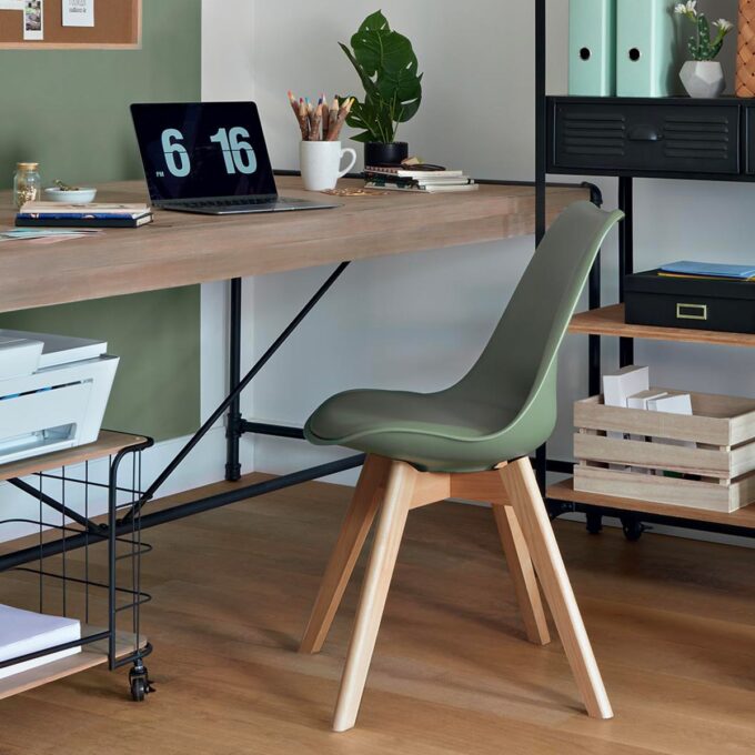 Lot de 4 chaises scandinave baya vert kaki