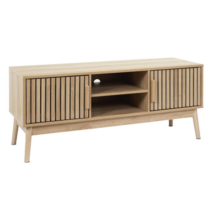 Meuble TV Klauss Portes Effet Bois avec Tasseaux