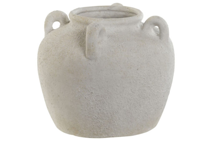 Vase céramique  19X19X16 poignée blanc