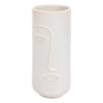 Vase visage "Soleya", céramique Blanc, H.25 cm