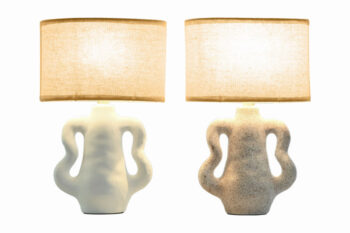 Lampe de table grés et coton  22X22X34
