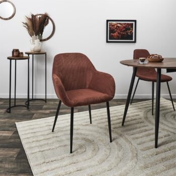Fauteuil Côtelé "Scott" 85cm Terracotta