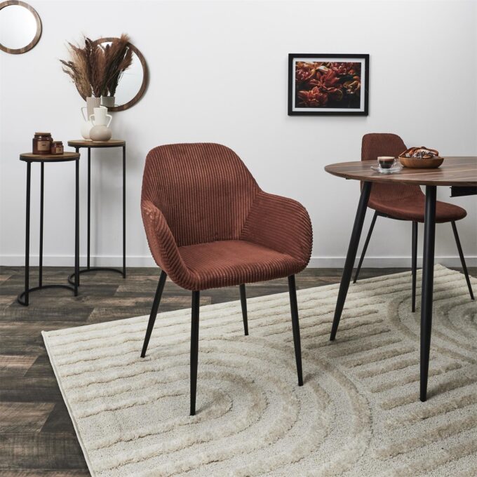 Fauteuil Côtelé "Scott" 85cm Terracotta