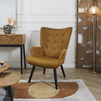 Fauteuil en Velours Côtelé "Giulia" 96cm Jaune