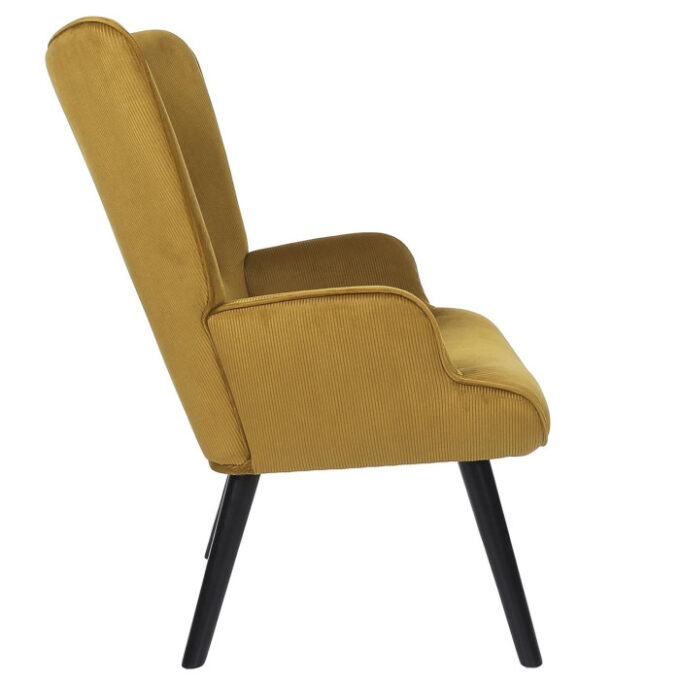 Fauteuil en Velours Côtelé "Giulia" 96cm Jaune