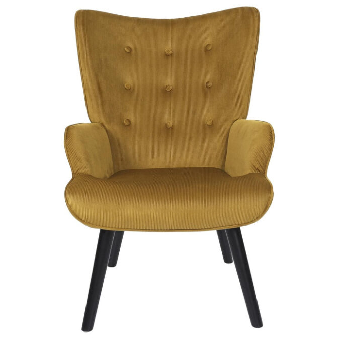 Fauteuil en Velours Côtelé "Giulia" 96cm Jaune