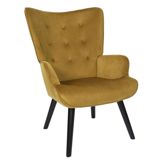 Fauteuil en Velours Côtelé "Giulia" 96cm Jaune