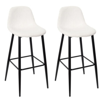 Lot de 2 Chaises de Bar Côtelé "Scott" 100cm Beige
