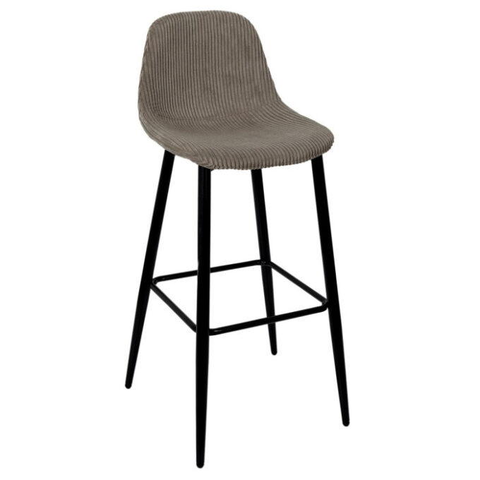 Lot de 2 Chaises de Bar Côtelé "Scott" 100cm Taupe