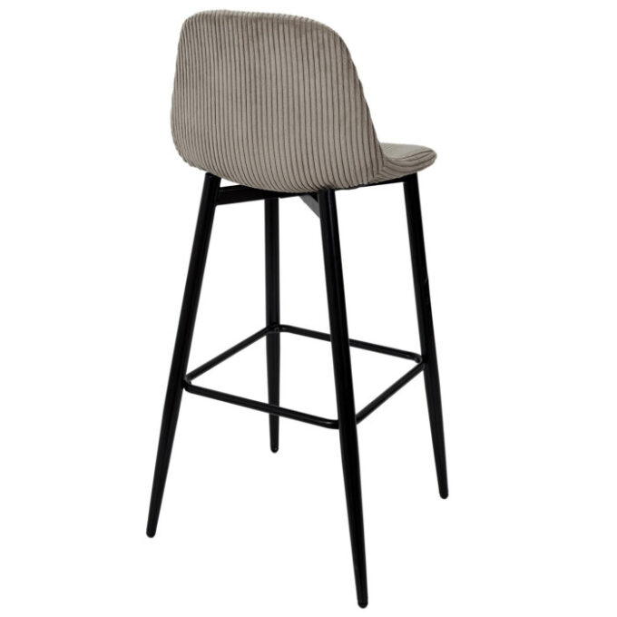 Lot de 2 Chaises de Bar Côtelé "Scott" 100cm Taupe