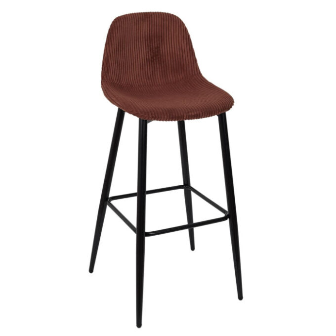 Lot de 2 Chaises de Bar Côtelé "Scott" 100cm Terracotta