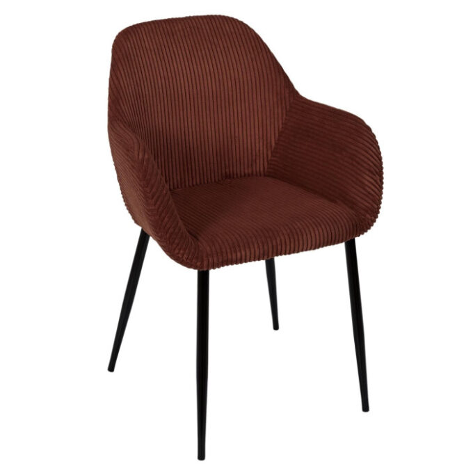 Fauteuil Côtelé "Scott" 85cm Terracotta