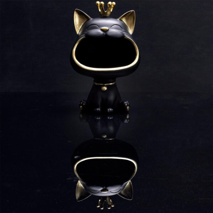 Vide-Poche Statue "Chat" 25cm Noir