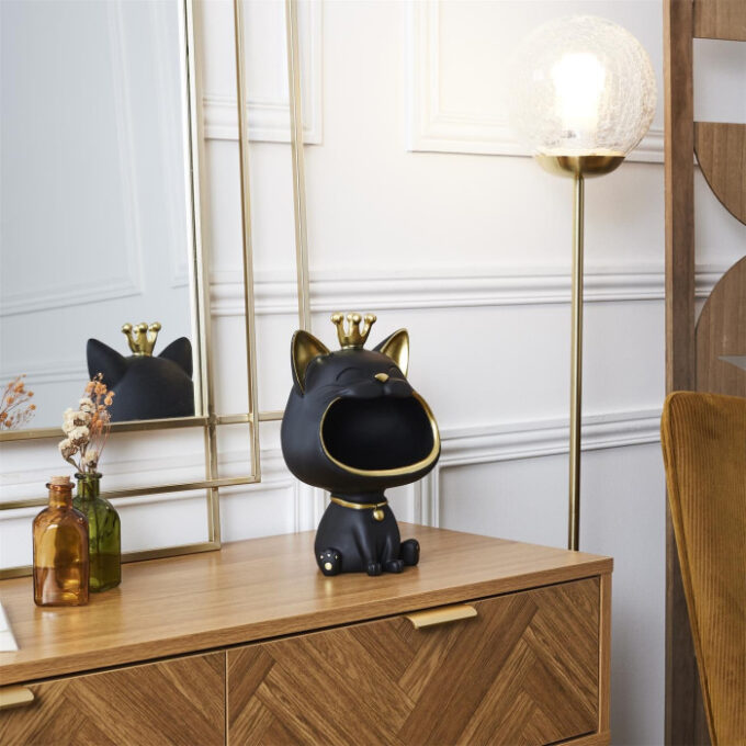Vide-Poche Statue "Chat" 25cm Noir