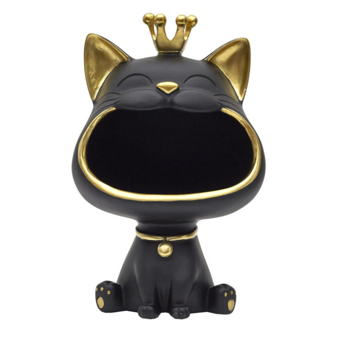 Vide-Poche Statue "Chat" 25cm Noir